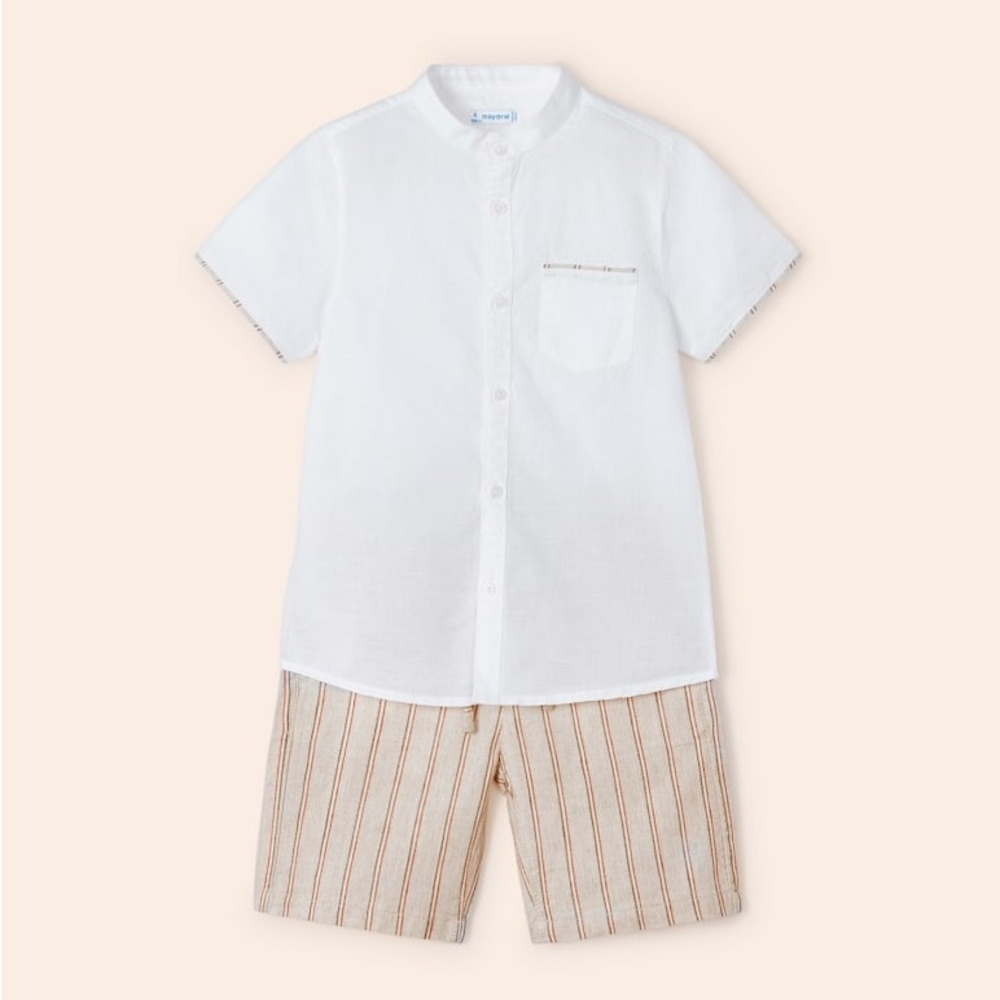 Size 5 Boys Mayoral White Matching Set Button Down Shirt